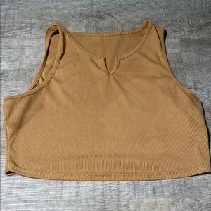 Tan Sleeveless Ribbed Women's Top